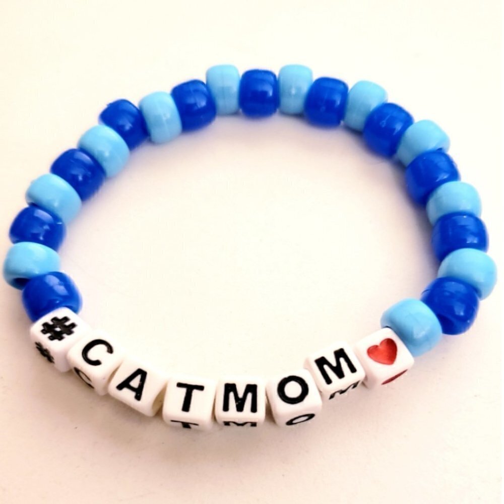 Cat Mom Kandi Word bracelet Blue
